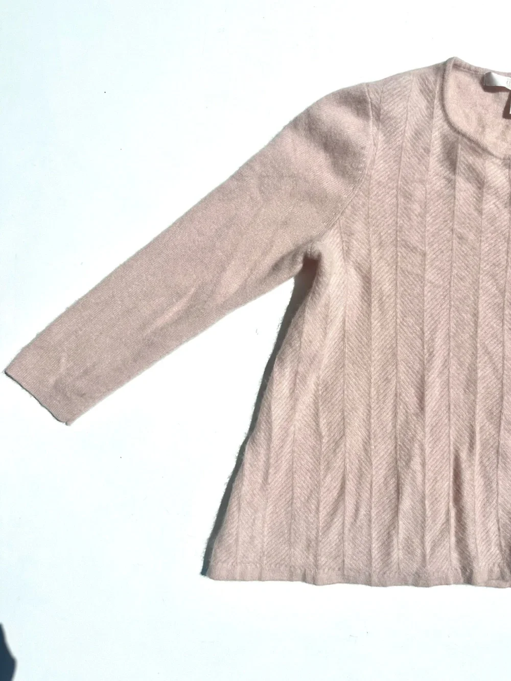 Nordstrom 100% Cashmere Brushed Soft Knit Crewneck Sweater, Light Blush Pink, XS
